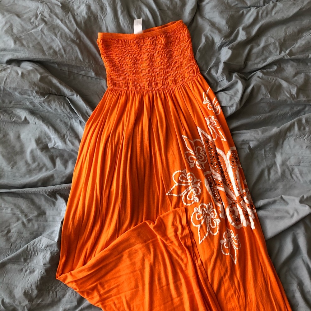 Orange long Maxi dress